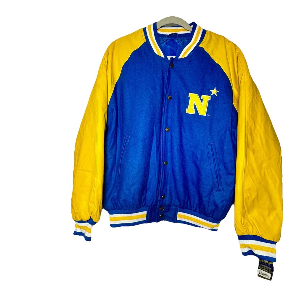 US‎ Navy Academy VTG Letter Jacket Steve Barrys Leather Big Back Logo
